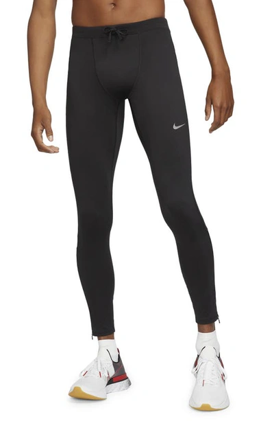 Shop Nike Dri-fit Challenger Running Tights In Black