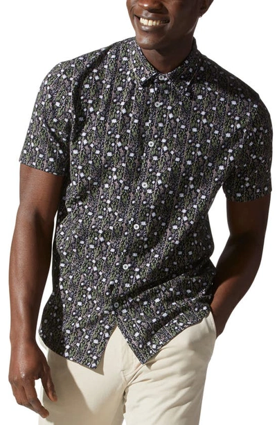 Shop Good Man Brand Flex Pro Slim Fit Print Short Sleeve Button-up Shirt In Magnet Trinity Tonal