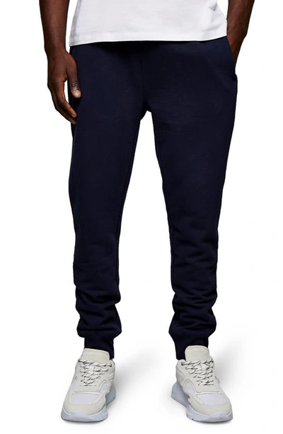 Shop Topman Classic Fit Joggers In Navy Blue