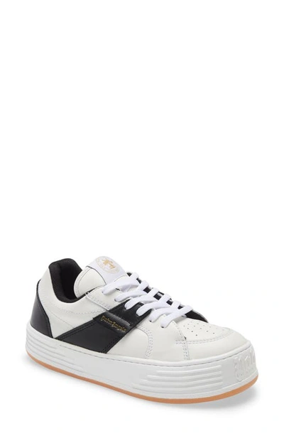 Shop Palm Angels Snow Leather Low-top Sneaker In White/ Black