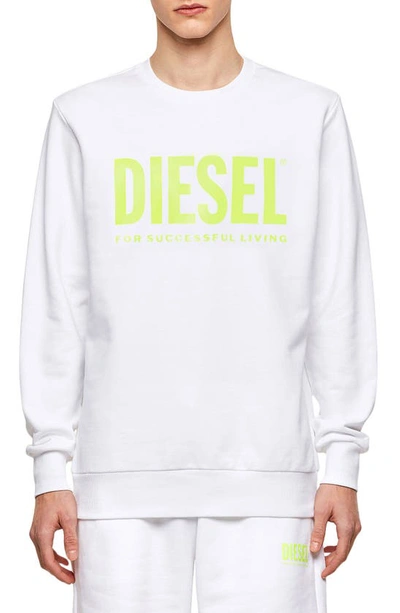 Shop Dieselr S Gir Division Logo Graphic Crewneck Sweatshirt In White