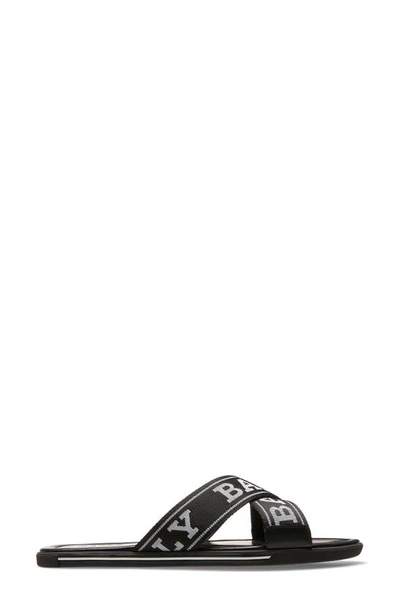 Shop Bally Bonks Logo Slide Sandal In  Black/ White