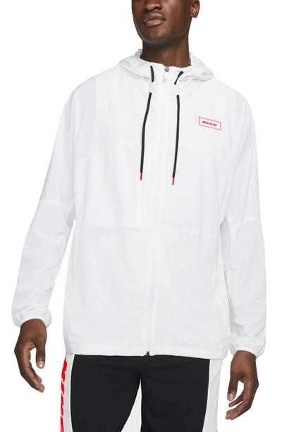 Shop Nike Sport Clash Full Zip Hooded Training Jacket In White/ Light Fusion Red