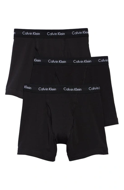 Shop Calvin Klein 3-pack Moisture Wicking Boxer Briefs In Black