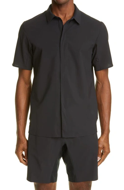 Shop Veilance Metre Zip Front Shirt In Black