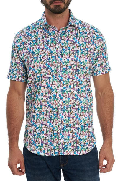 Shop Robert Graham Jam Out Regular Fit Print Short Sleeve Button-up Shirt In Multi