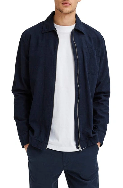 Selected Homme Dayton Linen & Organic Cotton Shirt Jacket In Navy Blazer |  ModeSens