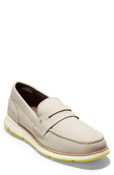 Shop Cole Haan Zerogrand Penny Loafer In Cement Nubuck/ Ivory