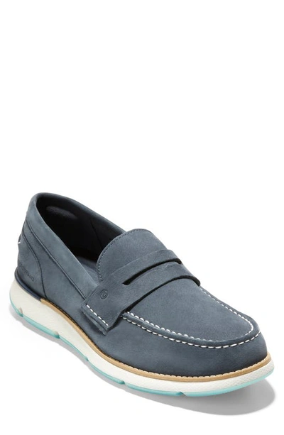 Shop Cole Haan Zerogrand Penny Loafer In Ombre Blue Nubuck/ White Blue