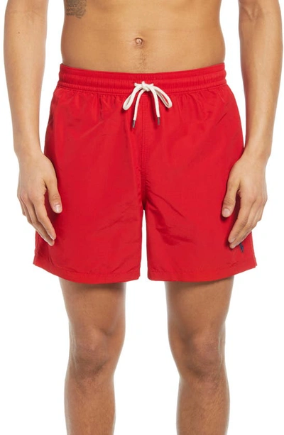 Shop Polo Ralph Lauren Traveler Swim Trunks In Rl2000 Red