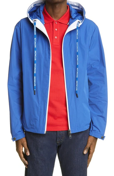 Shop Moncler Carles Hooded Nylon Jacket In Dark Blue