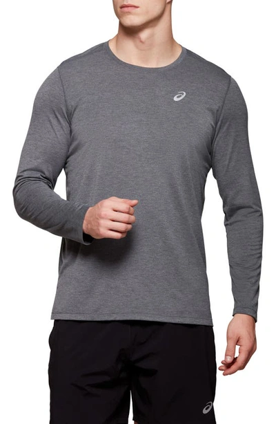 Shop Asicsr Doarai Stretch Long Sleeve Running T-shirt In Dark Grey
