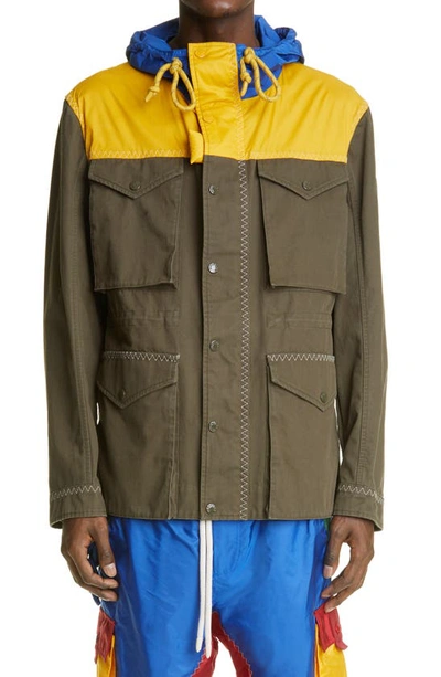 Shop Moncler Genius 1 Moncler Jw Anderson Leyto Colorblock Cotton Canvas Jacket In Military