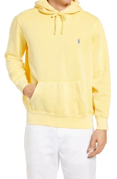 Shop Polo Ralph Lauren Cotton Blend Knit Hoodie In Empire Yellow
