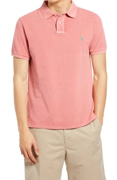 Shop Polo Ralph Lauren Slim Fit Pique Polo In Desert Rose