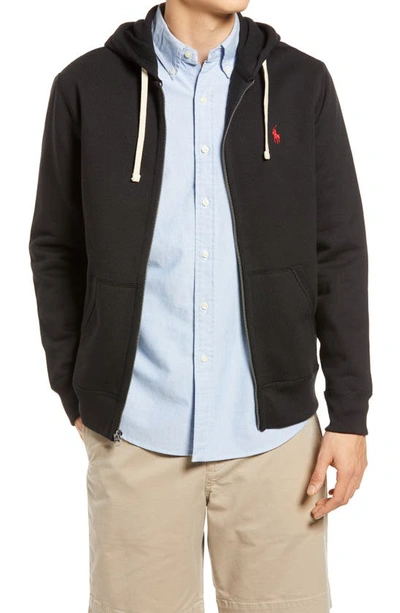 Shop Polo Ralph Lauren Zip Front Fleece Hoodie In Polo Black