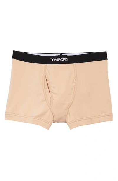 Tom Ford Mens Nude 1 Logo-embroidered Cotton-blend Jersey Boxers In Nude 1