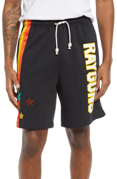 Shop Nike Dri-fit Roswell Rayguns Sequined Basketball Shorts In Black/ Gold/ Team Orange