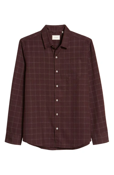 Shop 7 Diamonds Trim Fit Check Flannel Shirt In Burgundy