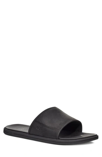 Shop Ugg Seaside Slide Sandal In Black Leather
