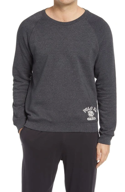 Shop Polo Ralph Lauren Crewneck Fleece Sweatshirt In Grey