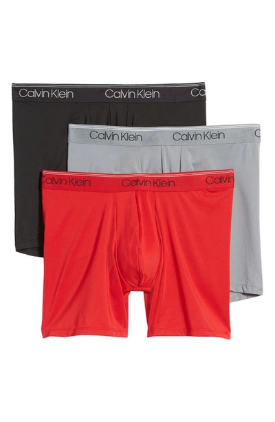 Shop Calvin Klein 3-pack Low Rise Microfiber Stretch Boxer Briefs In Red Combo