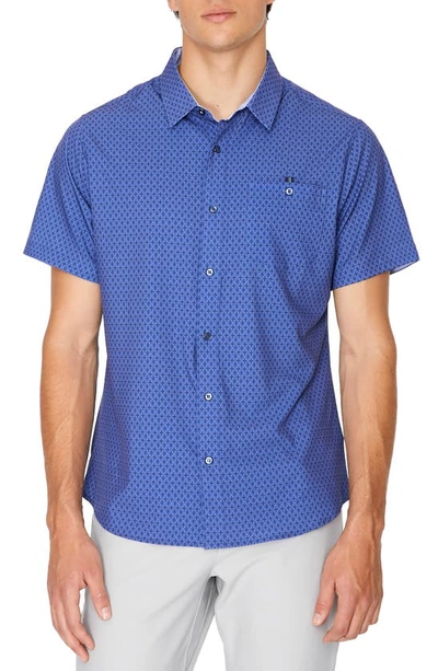 Shop 7 Diamonds Flawless Short Sleeve Button-up Shirt In Blue