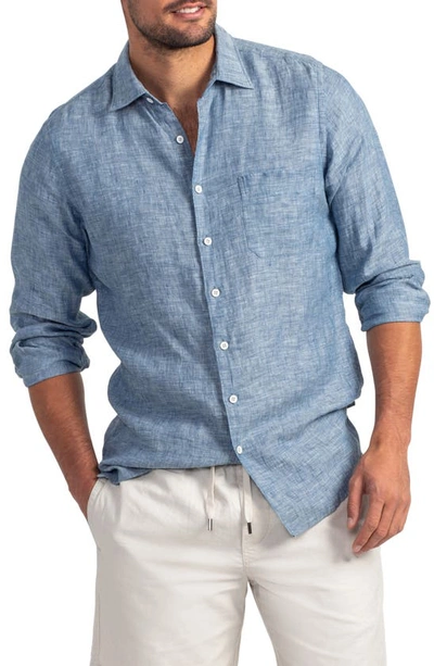 Shop Rodd & Gunn Chaffeys Regular Fit Linen & Hemp Button-up Shirt In Denim