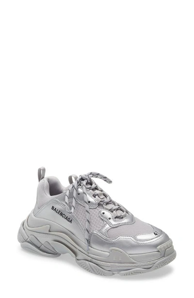 Shop Balenciaga Triple S Sneaker In Silver