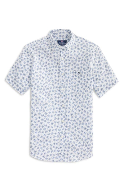 Shop Vineyard Vines Sliders Classic Fit Short Sleeve Button-down Shirt In Blue Bay