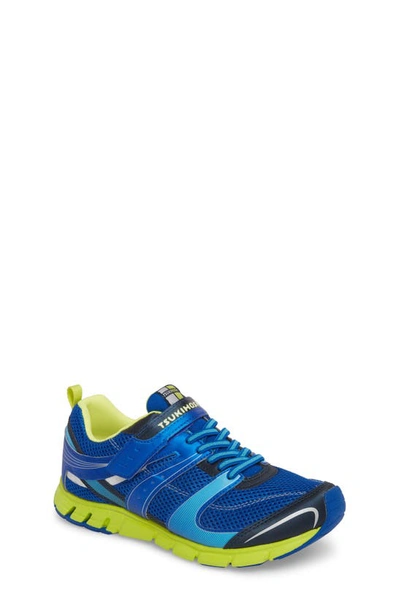 Shop Tsukihoshi Velocity Washable Sneaker In Blue/ Lime