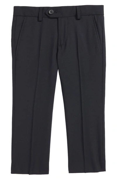 Shop Tallia Solid Wool Blend Flat Front Trousers In Black