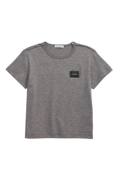 Shop Dolce & Gabbana Logo Patch T-shirt In Grey Melange