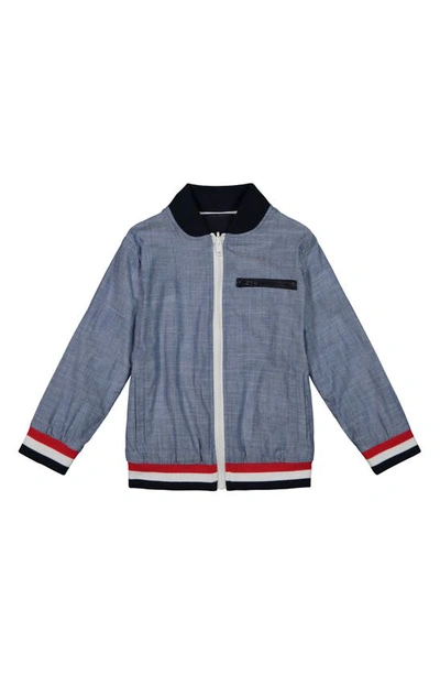 Shop Andy & Evan Reversible Cotton Bomber Jacket In Chambray