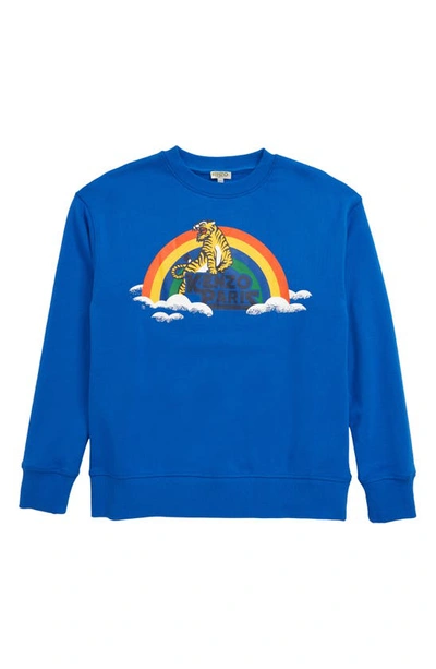 Shop Kenzo Tiger Rainbow Logo Graphic Sweatshirt In Vivid Blue