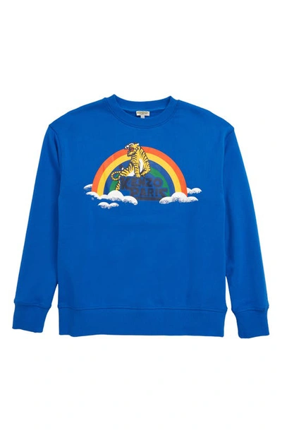 Kenzo Tiger Rainbow Logo Graphic Sweatshirt In Vivid Blue