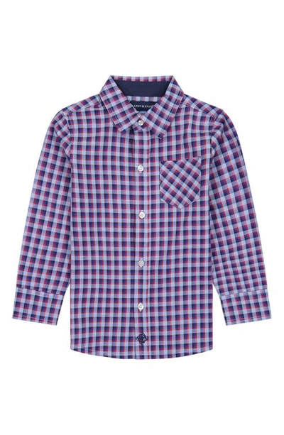 Shop Andy & Evan Kids' Plaid Sport Shirt In Blue And White Plaid