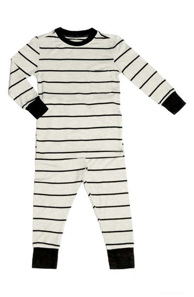 Shop Everly Grey Kids' Fitted Two-piece Pajamas In Sand Stripe