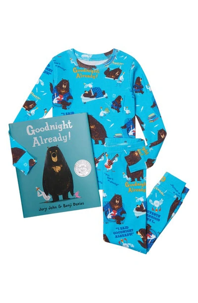 Shop Books To Bed Kids' 'goodnight Already' Fitted Two-piece Pajamas & Book Set In Blue