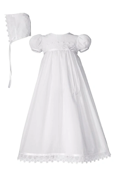 Little Things Mean A Lot Christening Gown & Hat Set In White