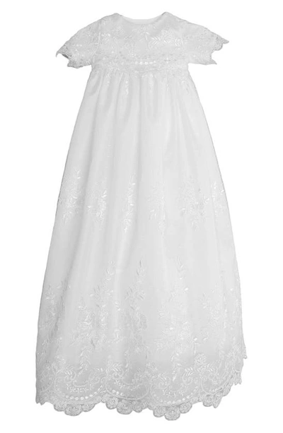 Little Things Mean A Lot Christening Gown, Shawl, Slip & Bonnet Set In White