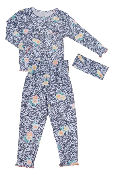 Shop Everly By Baby Grey Charlie Fitted Two-piece Pajamas & Head Wrap Set In Jungle Floral