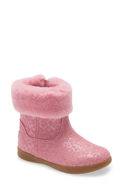 Shop Ugg Infant Girl's  Jorie Ii Glitter Leopard Genuine Shearling Boot In Wild Berry
