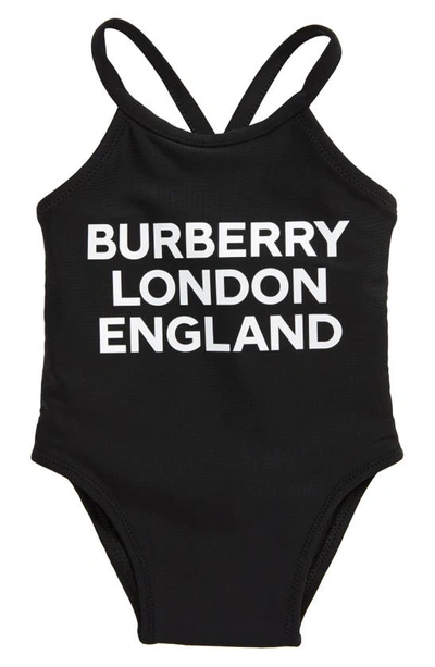 Shop Burberry Crina Logo One-piece Swimsuit In Black