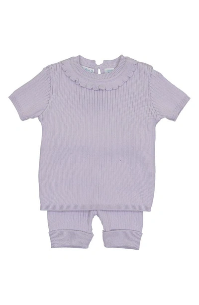 Shop Feltman Brothers Rib Knit Top & Shorts Set In Blue