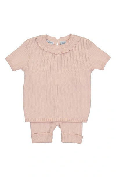 Shop Feltman Brothers Rib Knit Top & Shorts Set In Blush