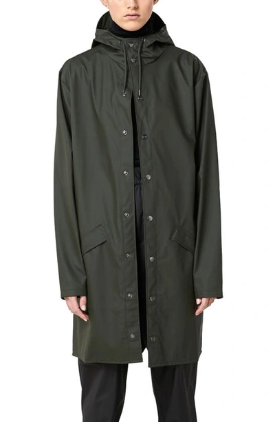 Shop Rains Waterproof Hooded Long Rain Jacket In Green