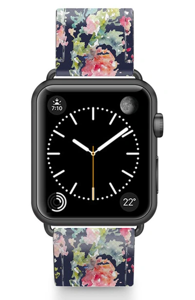 Shop Casetify Keepsake Faux Leather Apple Watch® Watchband In Blue/ Black