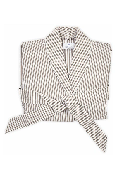 Shop Matouk Matteo Stripe Robe In Bark