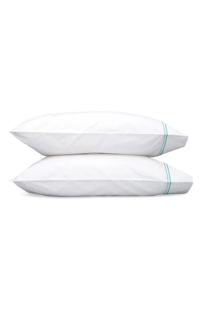 Shop Matouk Essex 350 Thread Count Set Of 2 Pillowcases In Lagoon